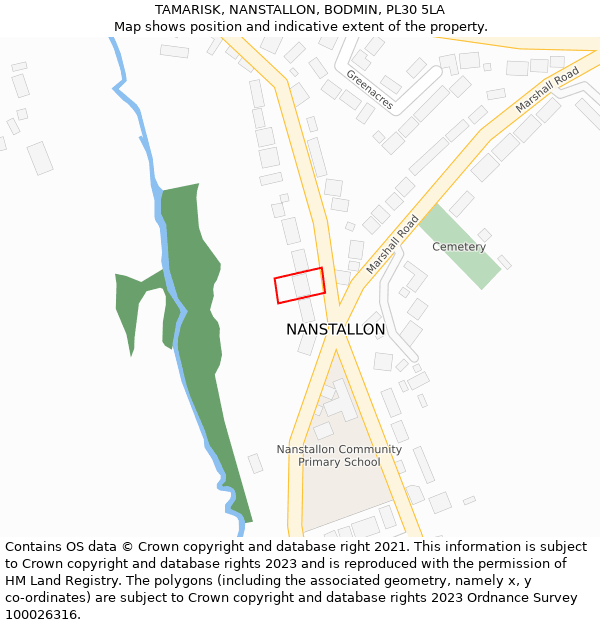 TAMARISK, NANSTALLON, BODMIN, PL30 5LA: Location map and indicative extent of plot