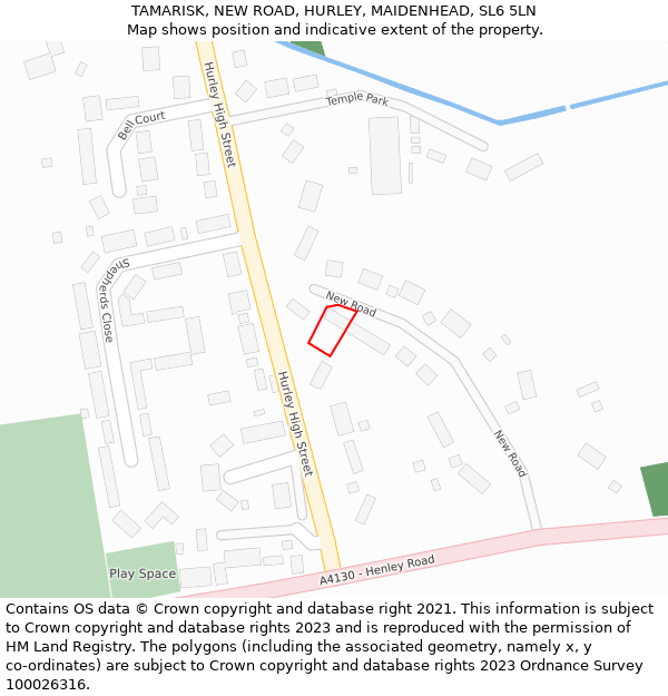 TAMARISK, NEW ROAD, HURLEY, MAIDENHEAD, SL6 5LN: Location map and indicative extent of plot