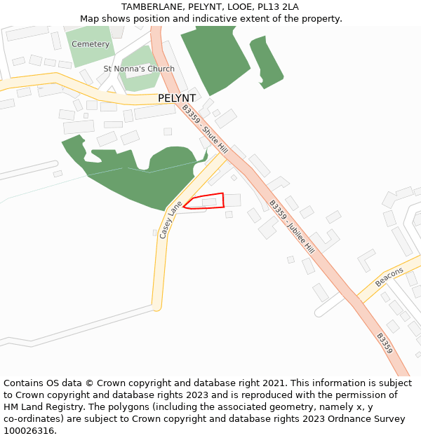 TAMBERLANE, PELYNT, LOOE, PL13 2LA: Location map and indicative extent of plot