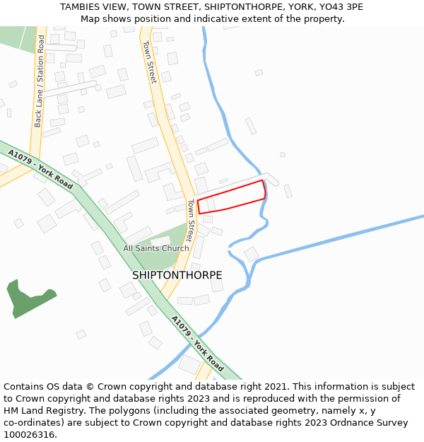 TAMBIES VIEW, TOWN STREET, SHIPTONTHORPE, YORK, YO43 3PE: Location map and indicative extent of plot