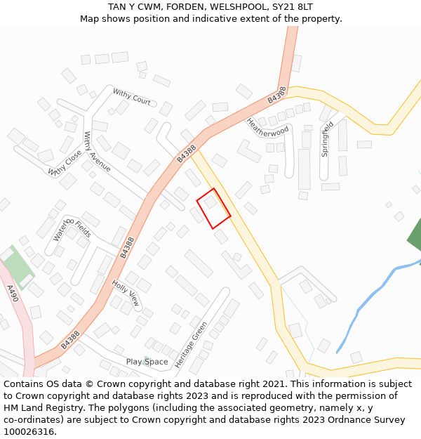 TAN Y CWM, FORDEN, WELSHPOOL, SY21 8LT: Location map and indicative extent of plot