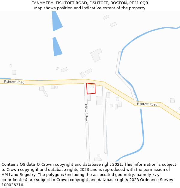 TANAMERA, FISHTOFT ROAD, FISHTOFT, BOSTON, PE21 0QR: Location map and indicative extent of plot