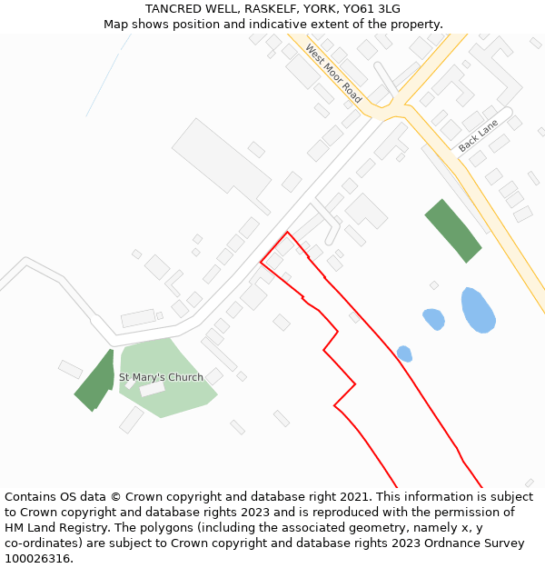 TANCRED WELL, RASKELF, YORK, YO61 3LG: Location map and indicative extent of plot