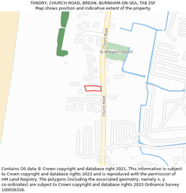 TANDRY, CHURCH ROAD, BREAN, BURNHAM-ON-SEA, TA8 2SF: Location map and indicative extent of plot