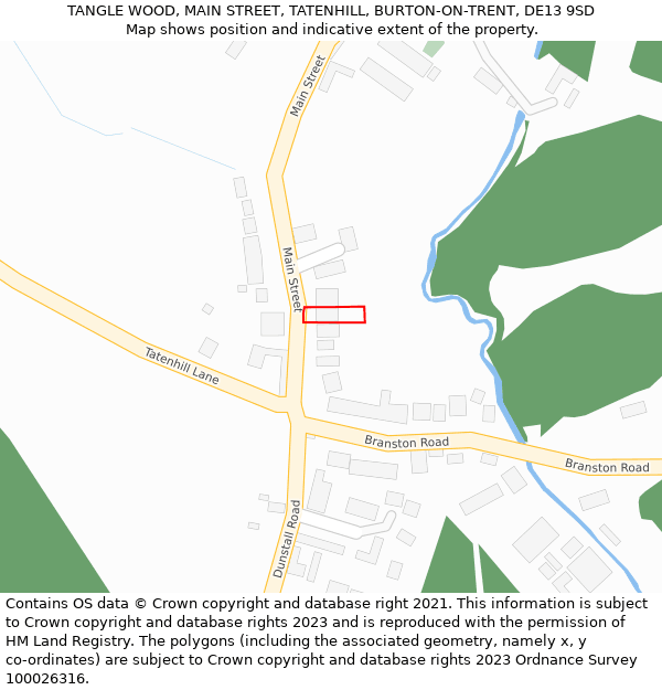 TANGLE WOOD, MAIN STREET, TATENHILL, BURTON-ON-TRENT, DE13 9SD: Location map and indicative extent of plot