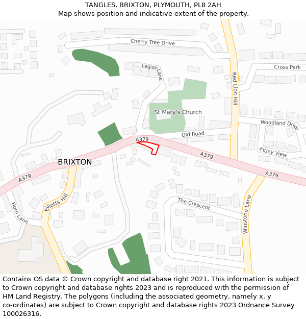 TANGLES, BRIXTON, PLYMOUTH, PL8 2AH: Location map and indicative extent of plot