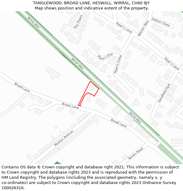 TANGLEWOOD, BROAD LANE, HESWALL, WIRRAL, CH60 9JY: Location map and indicative extent of plot