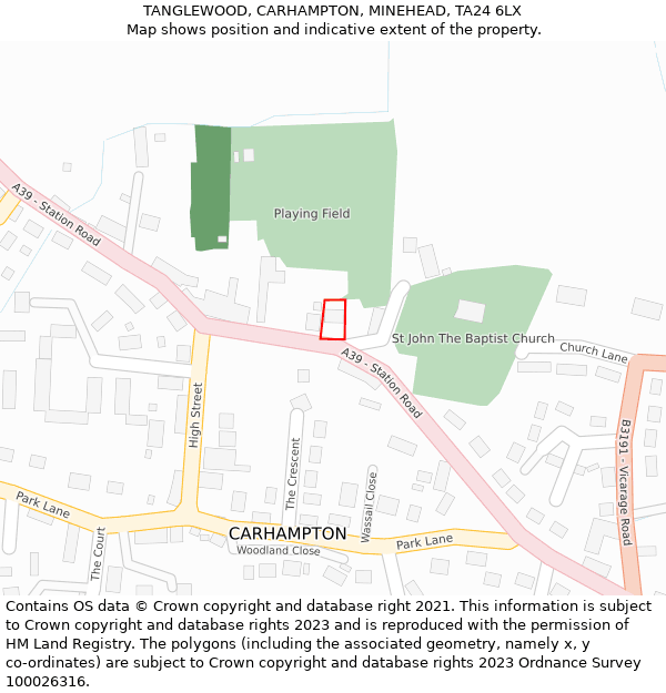 TANGLEWOOD, CARHAMPTON, MINEHEAD, TA24 6LX: Location map and indicative extent of plot