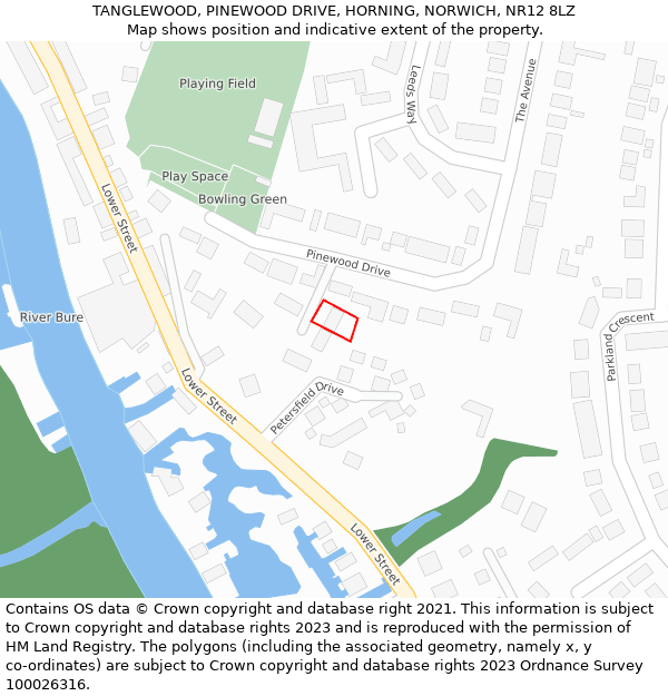 TANGLEWOOD, PINEWOOD DRIVE, HORNING, NORWICH, NR12 8LZ: Location map and indicative extent of plot