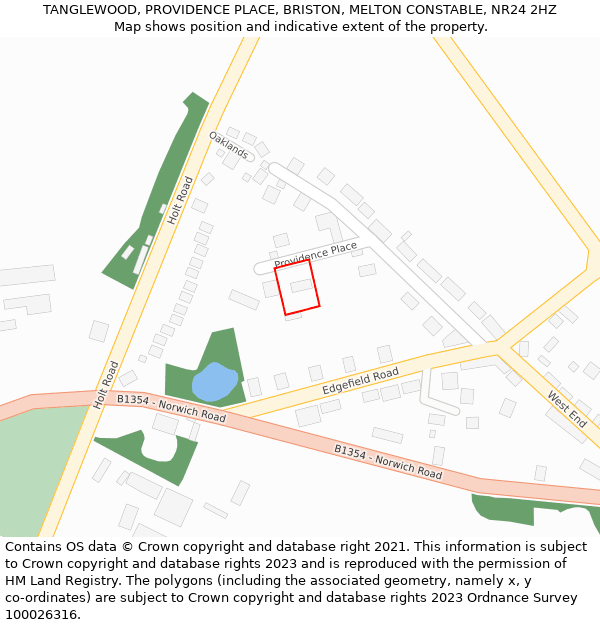 TANGLEWOOD, PROVIDENCE PLACE, BRISTON, MELTON CONSTABLE, NR24 2HZ: Location map and indicative extent of plot