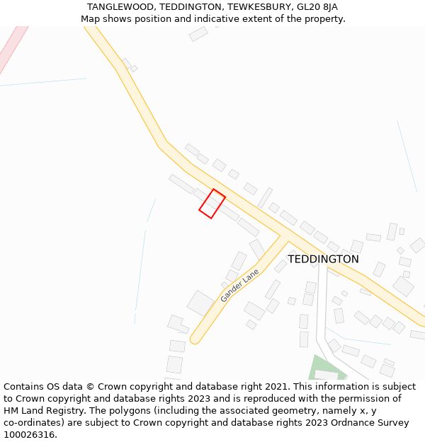 TANGLEWOOD, TEDDINGTON, TEWKESBURY, GL20 8JA: Location map and indicative extent of plot