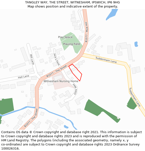 TANGLEY WAY, THE STREET, WITNESHAM, IPSWICH, IP6 9HG: Location map and indicative extent of plot