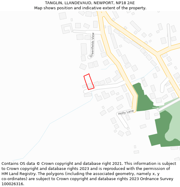 TANGLIN, LLANDEVAUD, NEWPORT, NP18 2AE: Location map and indicative extent of plot