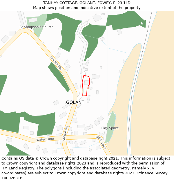 TANHAY COTTAGE, GOLANT, FOWEY, PL23 1LD: Location map and indicative extent of plot