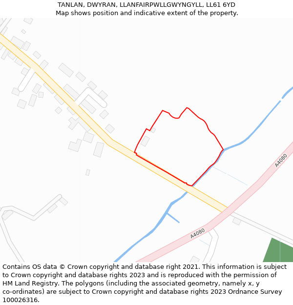 TANLAN, DWYRAN, LLANFAIRPWLLGWYNGYLL, LL61 6YD: Location map and indicative extent of plot