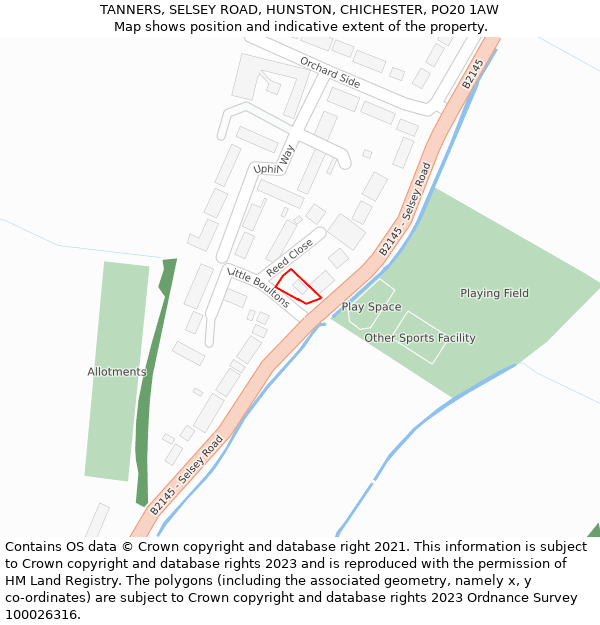 TANNERS, SELSEY ROAD, HUNSTON, CHICHESTER, PO20 1AW: Location map and indicative extent of plot
