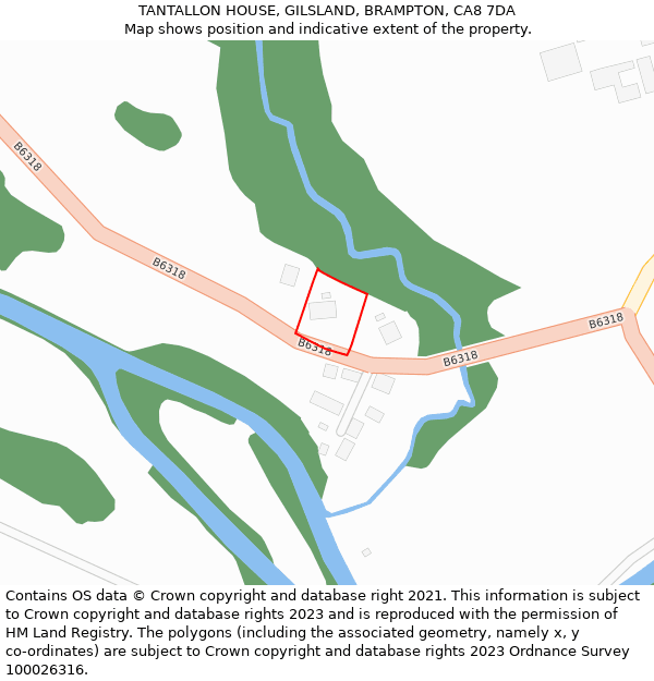 TANTALLON HOUSE, GILSLAND, BRAMPTON, CA8 7DA: Location map and indicative extent of plot