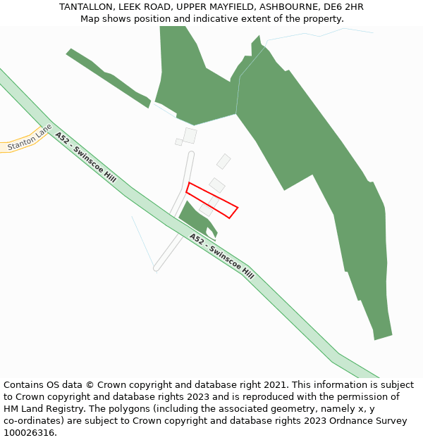 TANTALLON, LEEK ROAD, UPPER MAYFIELD, ASHBOURNE, DE6 2HR: Location map and indicative extent of plot