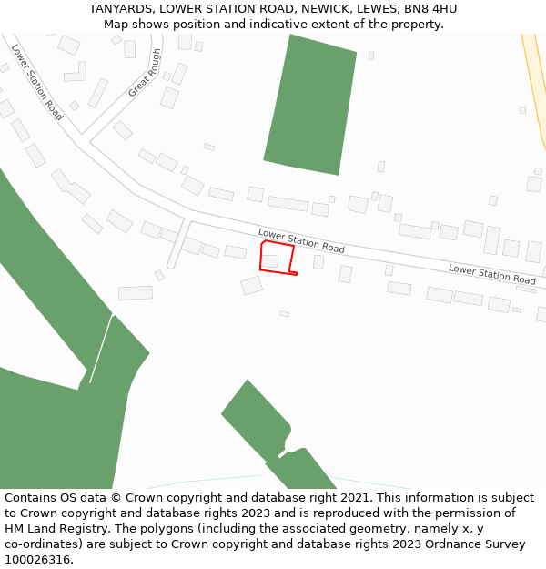 TANYARDS, LOWER STATION ROAD, NEWICK, LEWES, BN8 4HU: Location map and indicative extent of plot