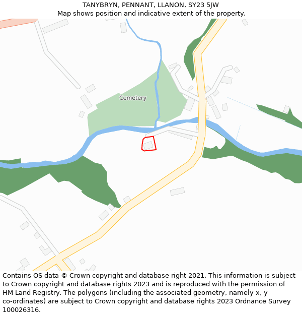 TANYBRYN, PENNANT, LLANON, SY23 5JW: Location map and indicative extent of plot