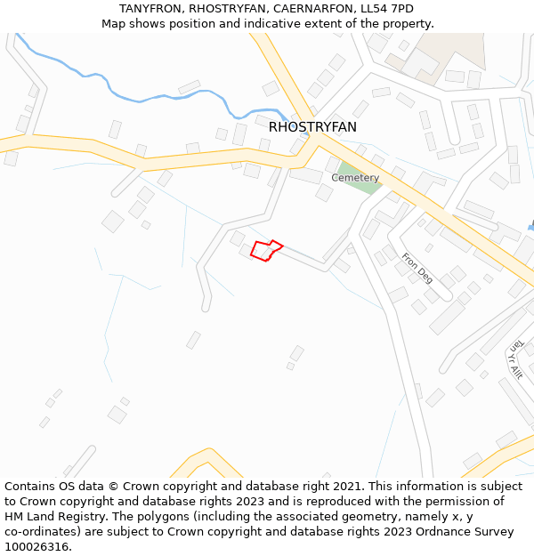 TANYFRON, RHOSTRYFAN, CAERNARFON, LL54 7PD: Location map and indicative extent of plot