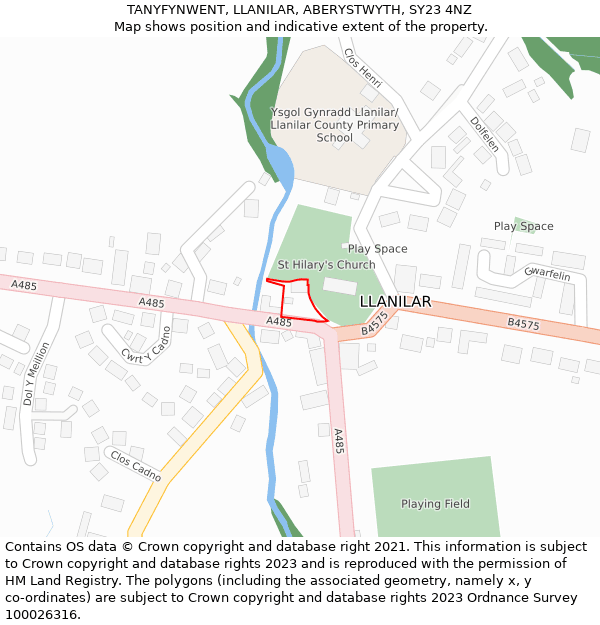 TANYFYNWENT, LLANILAR, ABERYSTWYTH, SY23 4NZ: Location map and indicative extent of plot