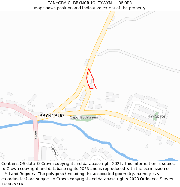 TANYGRAIG, BRYNCRUG, TYWYN, LL36 9PR: Location map and indicative extent of plot