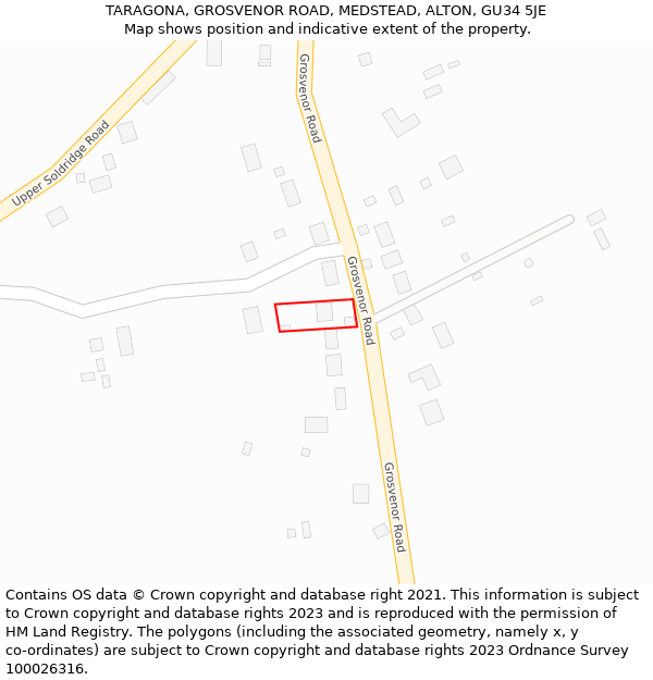 TARAGONA, GROSVENOR ROAD, MEDSTEAD, ALTON, GU34 5JE: Location map and indicative extent of plot