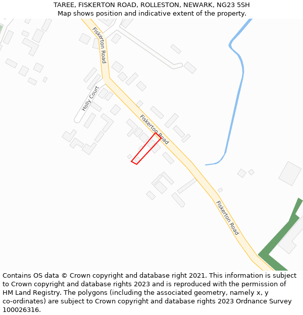 TAREE, FISKERTON ROAD, ROLLESTON, NEWARK, NG23 5SH: Location map and indicative extent of plot