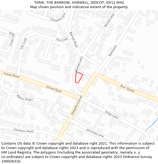 TARIK, THE BARROW, HARWELL, DIDCOT, OX11 0HQ: Location map and indicative extent of plot