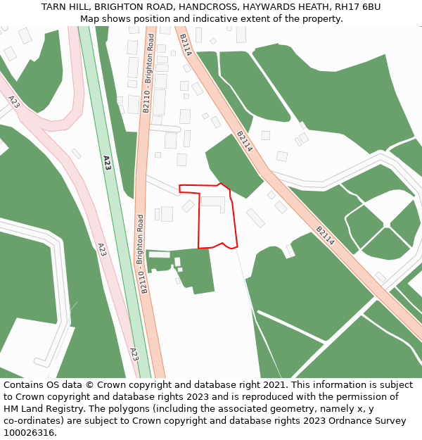TARN HILL, BRIGHTON ROAD, HANDCROSS, HAYWARDS HEATH, RH17 6BU: Location map and indicative extent of plot