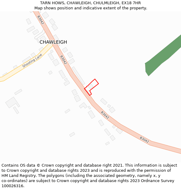 TARN HOWS, CHAWLEIGH, CHULMLEIGH, EX18 7HR: Location map and indicative extent of plot