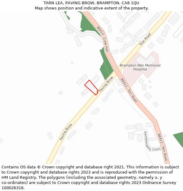 TARN LEA, PAVING BROW, BRAMPTON, CA8 1QU: Location map and indicative extent of plot