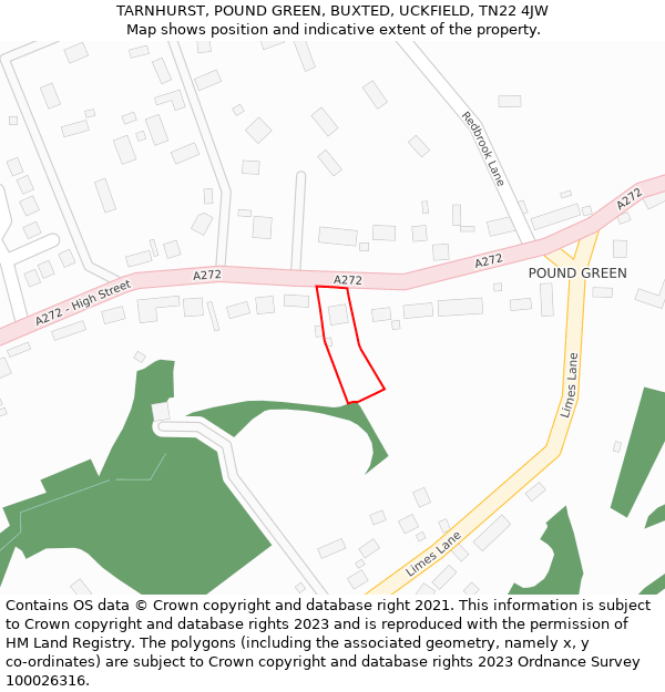 TARNHURST, POUND GREEN, BUXTED, UCKFIELD, TN22 4JW: Location map and indicative extent of plot