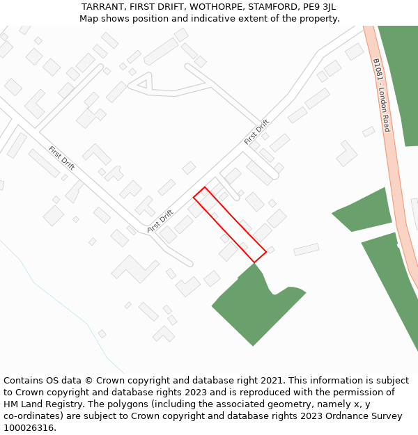 TARRANT, FIRST DRIFT, WOTHORPE, STAMFORD, PE9 3JL: Location map and indicative extent of plot