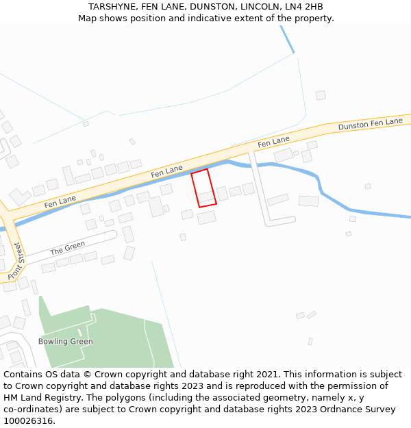 TARSHYNE, FEN LANE, DUNSTON, LINCOLN, LN4 2HB: Location map and indicative extent of plot