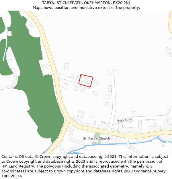 TARYN, STICKLEPATH, OKEHAMPTON, EX20 2NJ: Location map and indicative extent of plot