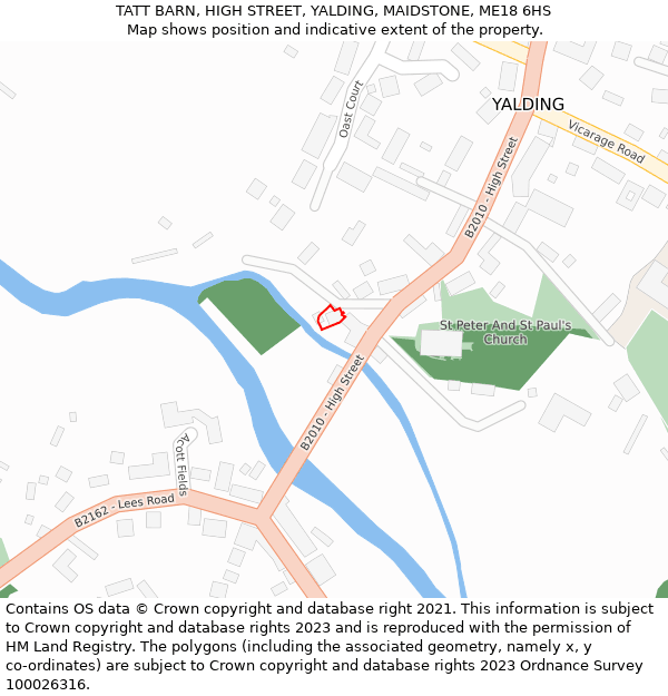 TATT BARN, HIGH STREET, YALDING, MAIDSTONE, ME18 6HS: Location map and indicative extent of plot