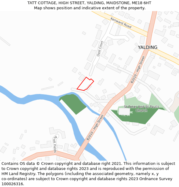 TATT COTTAGE, HIGH STREET, YALDING, MAIDSTONE, ME18 6HT: Location map and indicative extent of plot