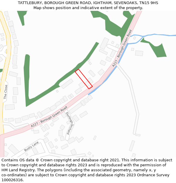 TATTLEBURY, BOROUGH GREEN ROAD, IGHTHAM, SEVENOAKS, TN15 9HS: Location map and indicative extent of plot
