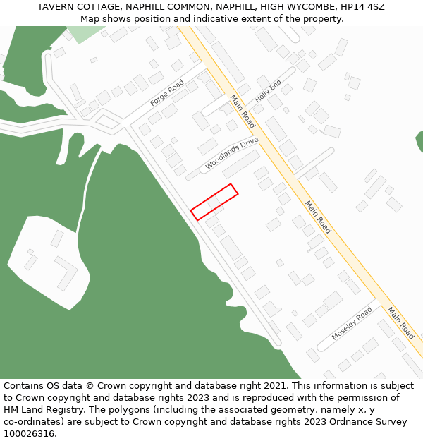 TAVERN COTTAGE, NAPHILL COMMON, NAPHILL, HIGH WYCOMBE, HP14 4SZ: Location map and indicative extent of plot