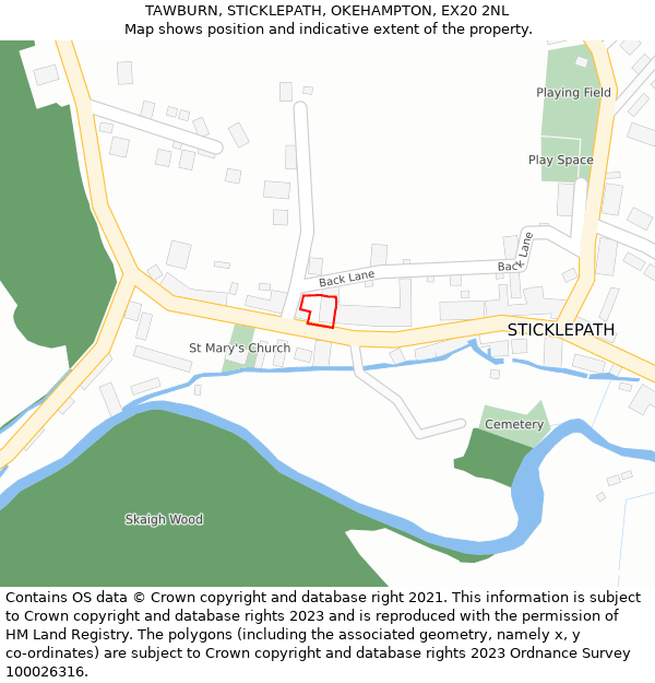 TAWBURN, STICKLEPATH, OKEHAMPTON, EX20 2NL: Location map and indicative extent of plot