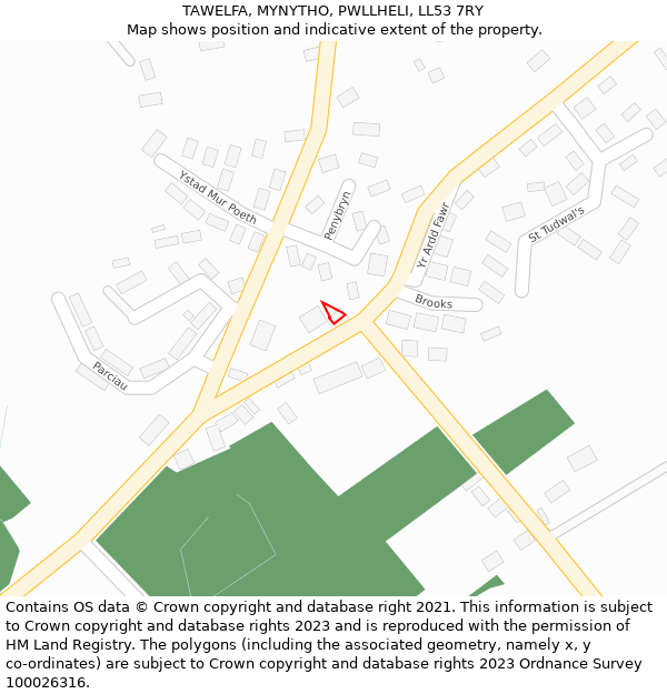 TAWELFA, MYNYTHO, PWLLHELI, LL53 7RY: Location map and indicative extent of plot