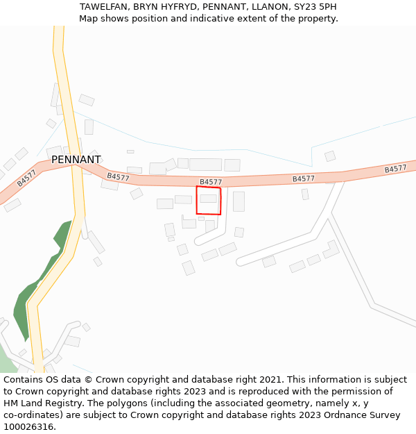 TAWELFAN, BRYN HYFRYD, PENNANT, LLANON, SY23 5PH: Location map and indicative extent of plot