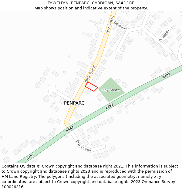 TAWELFAN, PENPARC, CARDIGAN, SA43 1RE: Location map and indicative extent of plot