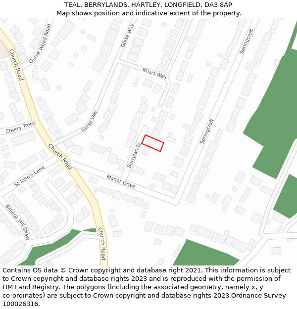 TEAL, BERRYLANDS, HARTLEY, LONGFIELD, DA3 8AP: Location map and indicative extent of plot