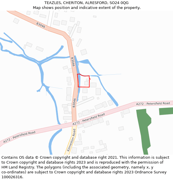 TEAZLES, CHERITON, ALRESFORD, SO24 0QG: Location map and indicative extent of plot