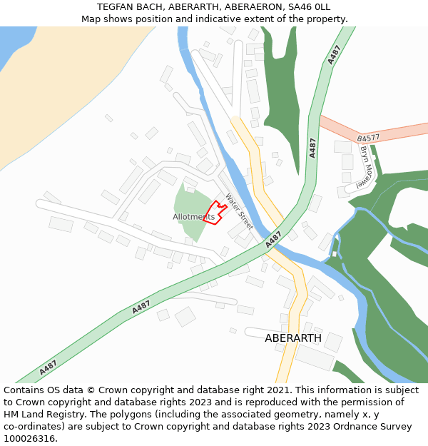 TEGFAN BACH, ABERARTH, ABERAERON, SA46 0LL: Location map and indicative extent of plot