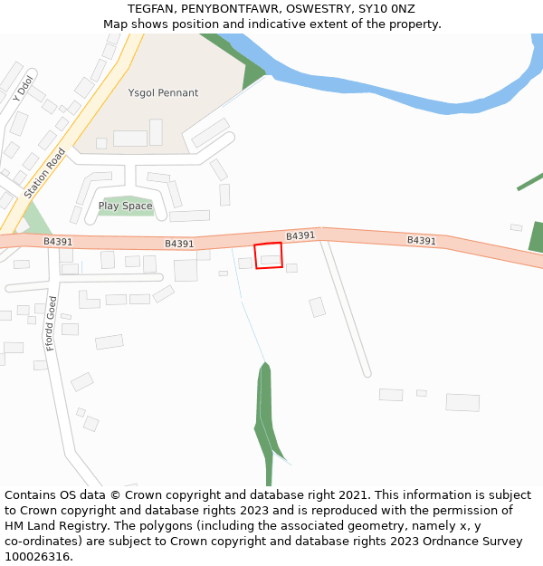 TEGFAN, PENYBONTFAWR, OSWESTRY, SY10 0NZ: Location map and indicative extent of plot