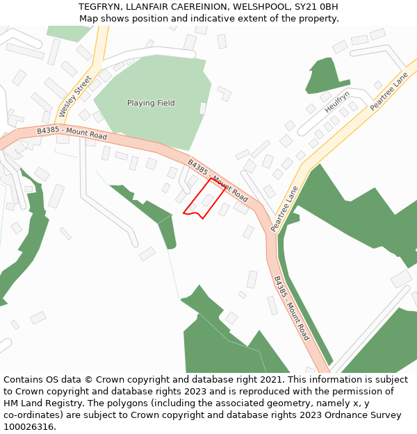 TEGFRYN, LLANFAIR CAEREINION, WELSHPOOL, SY21 0BH: Location map and indicative extent of plot